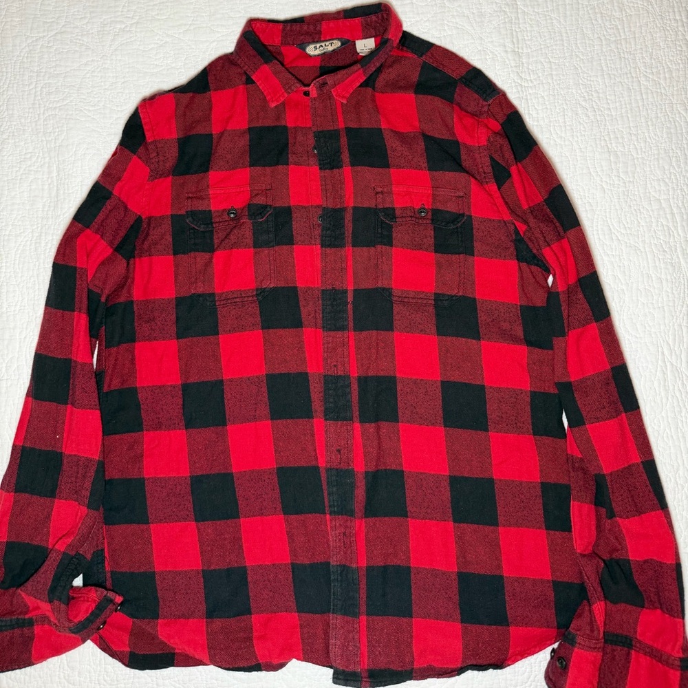Urban Outfitters Red and Black Plaid Men's Shirt